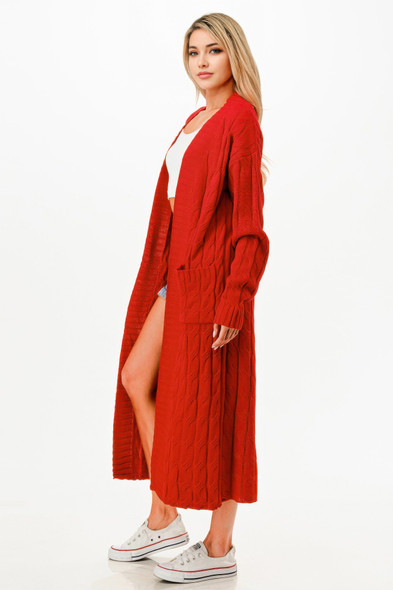 Cable Sweater Long Cardigan  -51819 Cable Sweater Long Cardigan  -51819