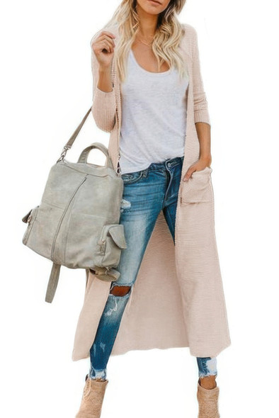 Solid Button Down Front Pocket Knitted Cardigan-48480