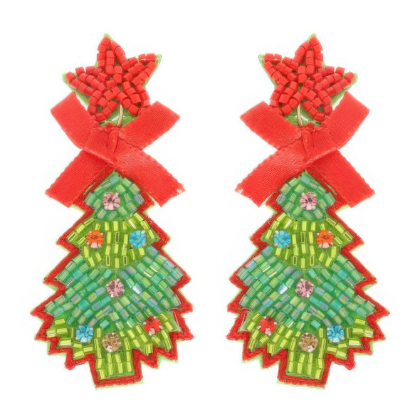 Christmas Tree Post Dangle Earrings-52289