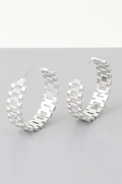 Triple Box Chain Hoop Earrings-52386