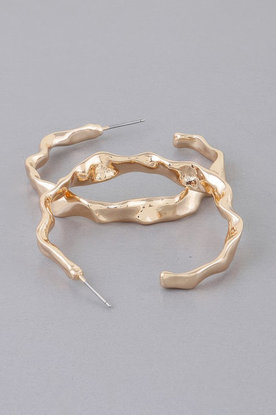 Wavy Accent Hoop Earrings-52385