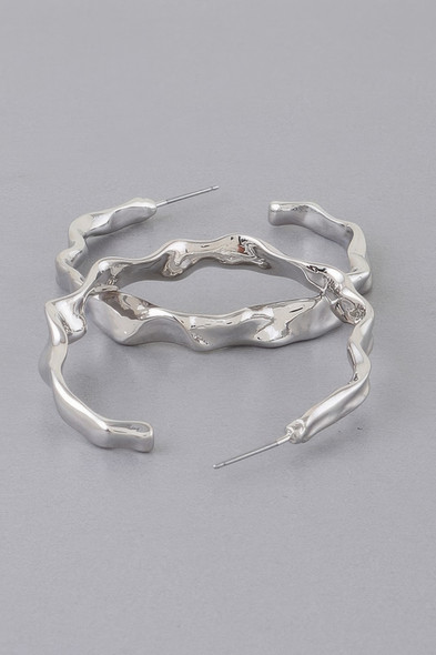 Wavy Accent Hoop Earrings-52385