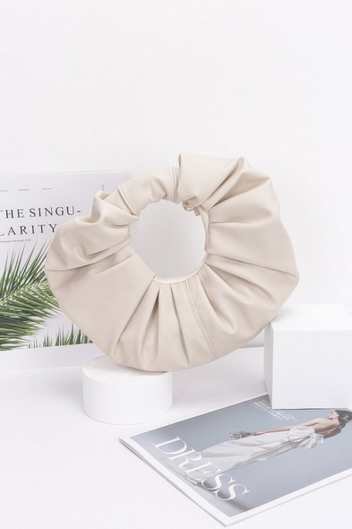 Faux Leather Pleated Handle Clutch-50923