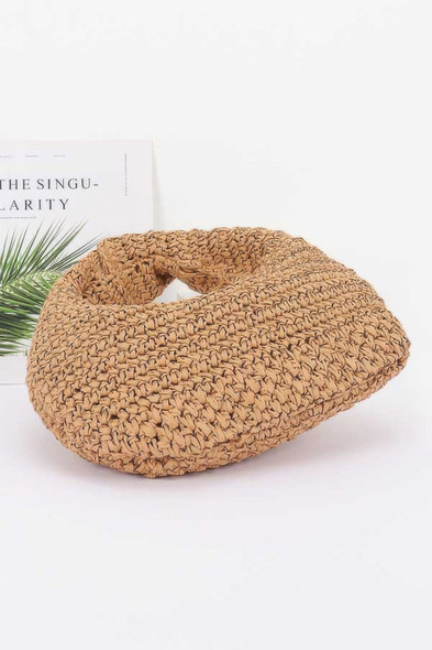 Faux Straw Braided Bindle Bag-50855