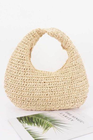 Faux Straw Braided Bindle Bag-50855