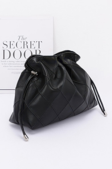 Quilted Faux Leather Bucket Crossbody Bag-49442
