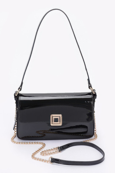 Enamel Flap Shoulder Bag-48965