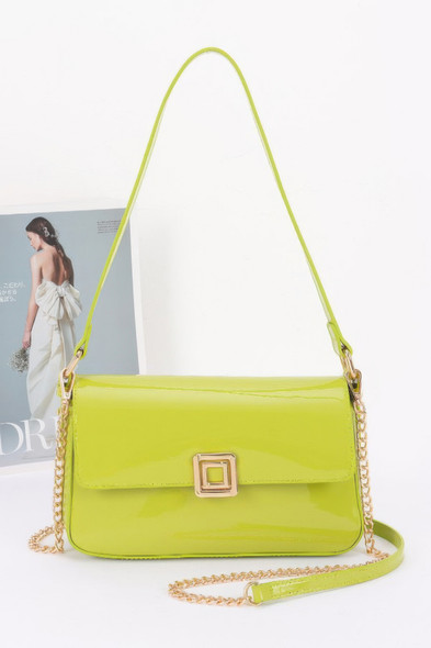 Enamel Flap Shoulder Bag-48965