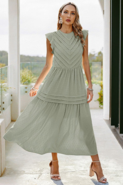 Ruffle Solid Willow Smocked Maxi Dress-50002 Ruffle Solid Willow Smocked Maxi Dress-50002