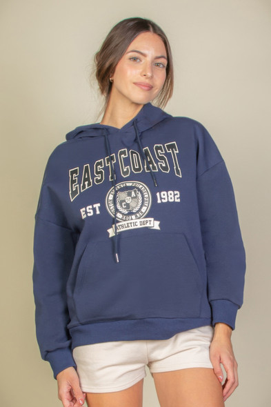 Graphic Kangaroo Pocket Drawstring Hoodie-45808