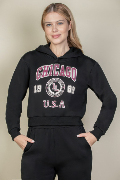 Graphic Drop Shoulder Pull Over Hoodie-45717