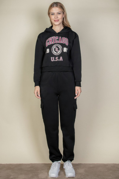 Graphic Drop Shoulder Pull Over Hoodie-45717