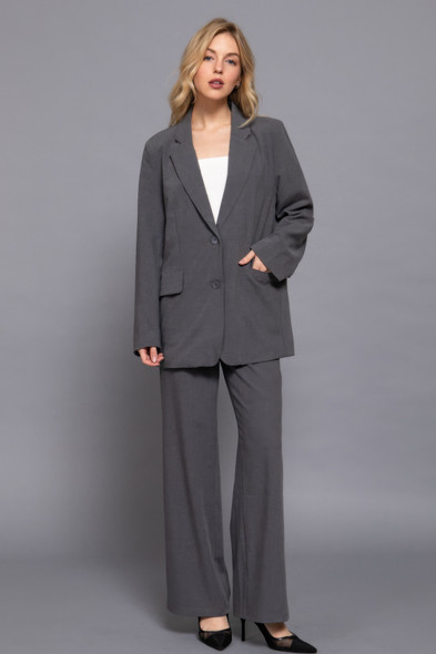Long slv front button closure blazer      -45057