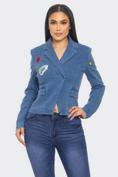 Patch It Up Denim Blazer Jacket-44825