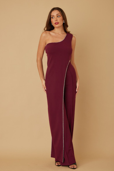 One Shoulder Strap Draped Layer W Rhinestone Sets-51929