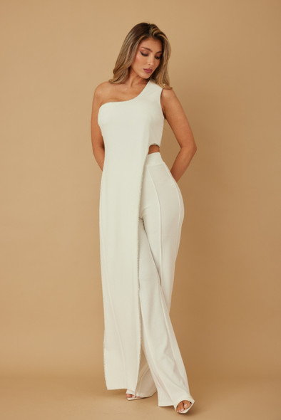 One Shoulder Strap Draped Layer W Rhinestone Sets-51927