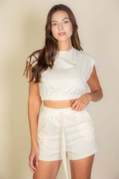 Cap Sleeve Top And Shorts Sets-51470