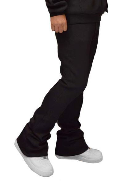 Men's Solid Stacked Flared Sweat Pants-45088