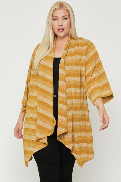 Kimono Style Striped Cardigan-36813
