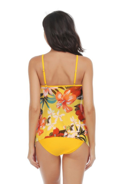 Sleeveless Strappy Floral Print Split Swimsuit Set-49349