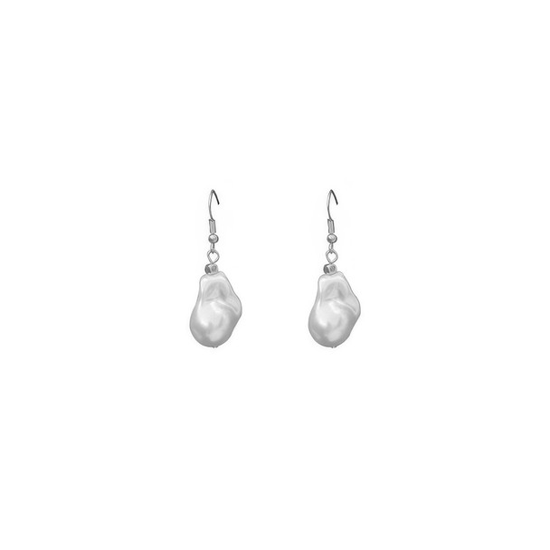 White Baroque Pearl Earrings-52175