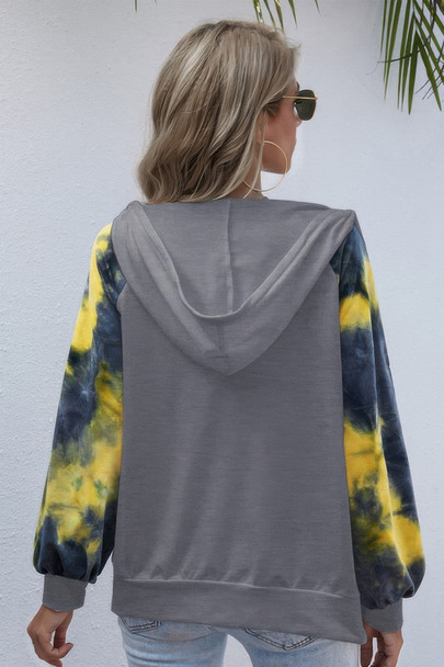 Tie Dye Full Zip Front Open Loose Hoodie-49925