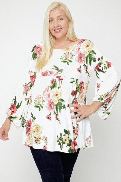 Floral, Bubble Sleeve Tunic-31943