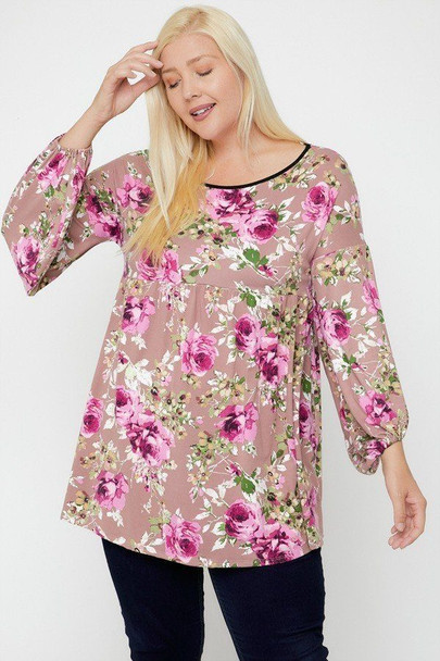 Floral, Bubble Sleeve Tunic-31938