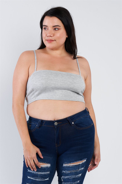 Plus Size Open Stripe Back Cami Strap Athletic Lounge Bra-30924