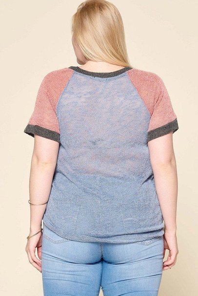 Color-blocked Sweater Knit Top-30573