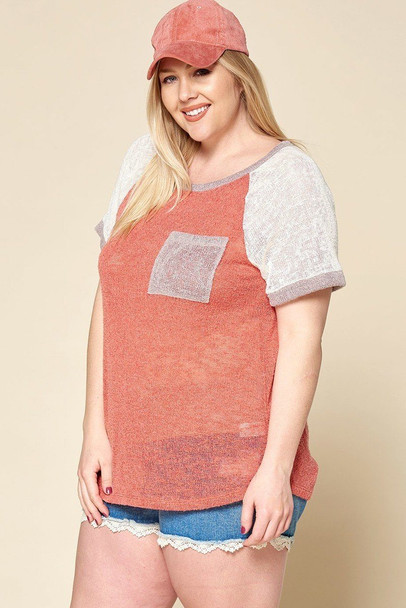 Color-blocked Sweater Knit Top-30572