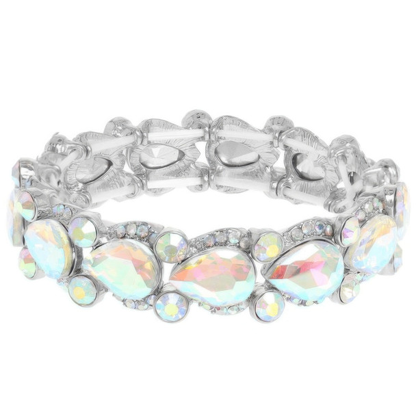 Round And Pear Cut Crystal Embellished Bracelet-51278