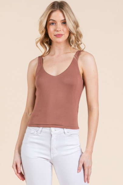 V-neck Basic Double Layers Tank Top-47796