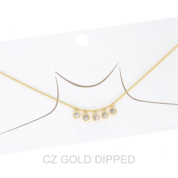 Women's Gold Dipped Cz Disc Multi Charm Necklace-51622