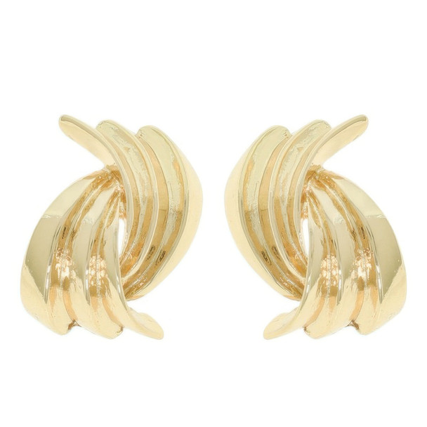 Wave Shape Door Knocker Post Earrings-52088