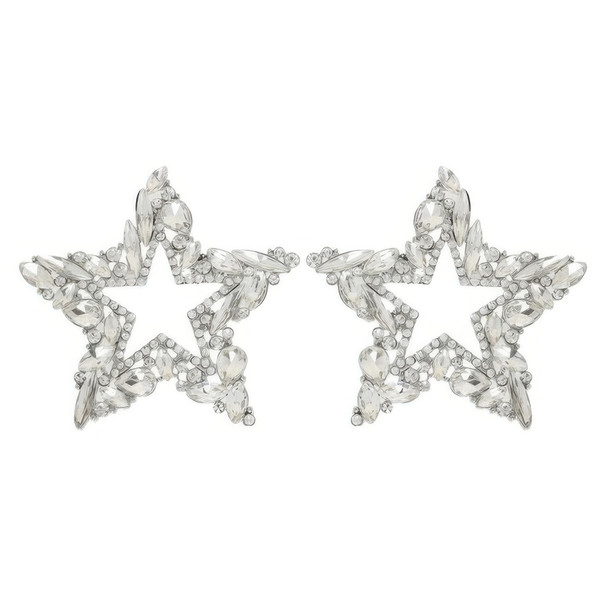 Rhinestone Channel Set Inlay Star Earrings-52084