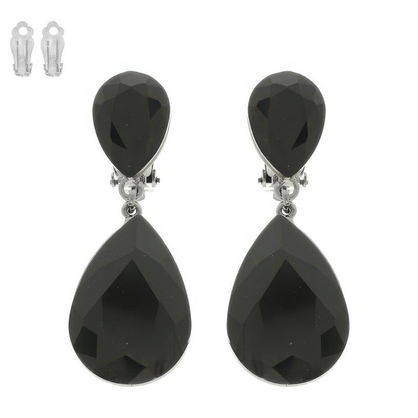 Teardrop-cut Crystal Clip On Earrings-52085