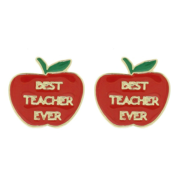 Best Teacher Ever Apple Stud Earrings-52069