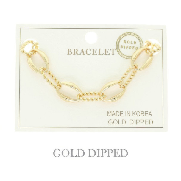 Gold Plated Textured Chain Bracelet-51663