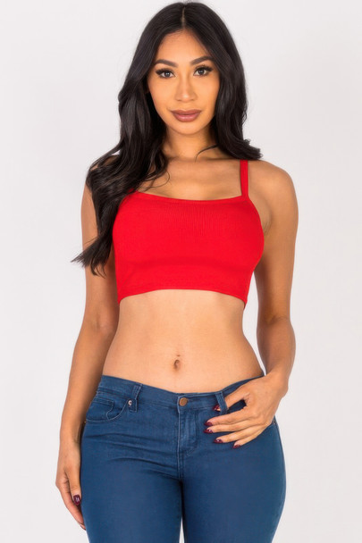 Ribbed Knit Cami Crop Top-52340