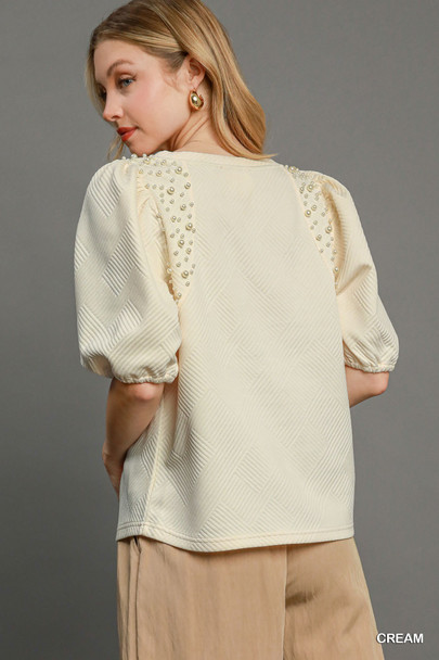 Puff Sleeve Knit Top-44663 Puff Sleeve Knit Top-44663