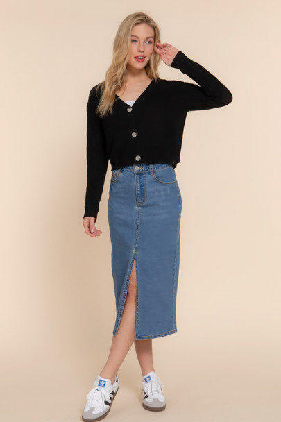 Long slv v-neck sweater cardigan        -44624