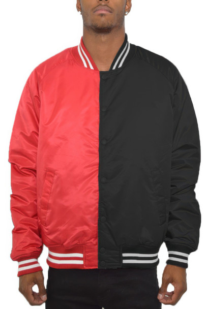Color Block Two Tone Varsity Jacket-45424