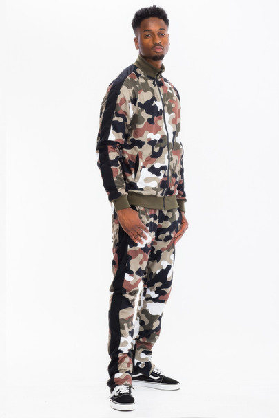 Full Camo With Stripe Track Bottom Pants-45640