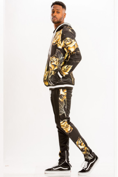 Print Hoodie And Sweat Set-45624 Print Hoodie And Sweat Set-45624