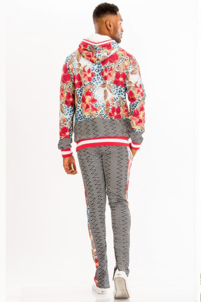 Print Hoodie And Sweat Set-45621