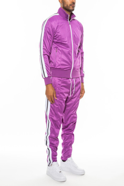 Striped Tape Front Pleat Track Suit-45357