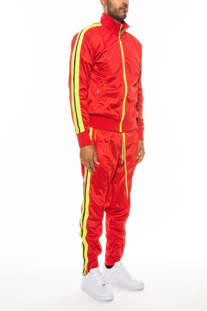 Striped Tape Front Pleat Track Suit-45357