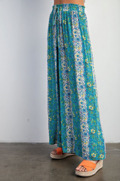 Floral Print Gauze Palazzo Pants-43352 Floral Print Gauze Palazzo Pants-43352
