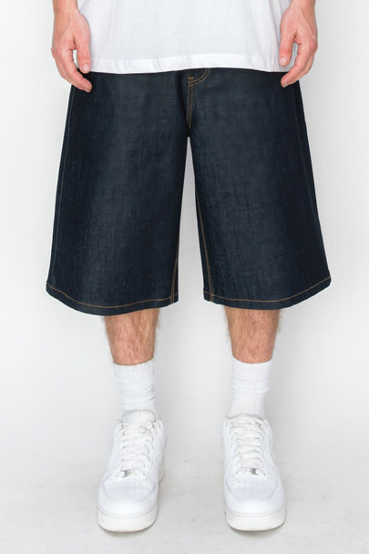 Baggy Fit Raw Denim Shorts-44445
